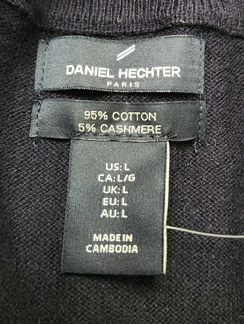 Mens New With Tags Daniel Hechter Quarter Zip Cashmere Cotton Blend Sweater Sz L